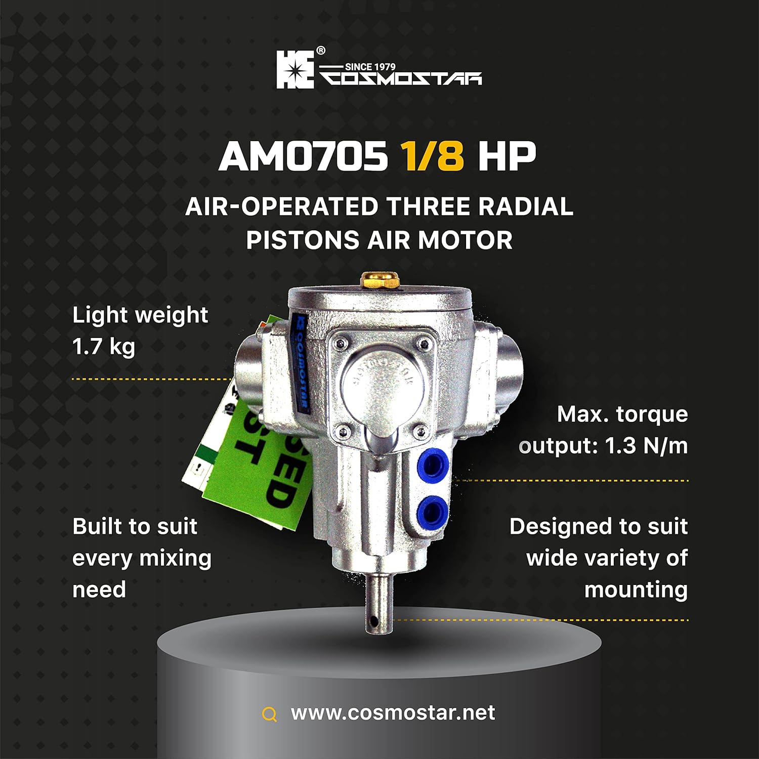COSMOSTAR M0705 Handheld Air Mixer Drum Mixer | Pneumatic Bracket Mixer, Paint Stirring Machine Bracket Air Agitator Paint Mix Tool, Paint Agitator, Paint Mixing Machine