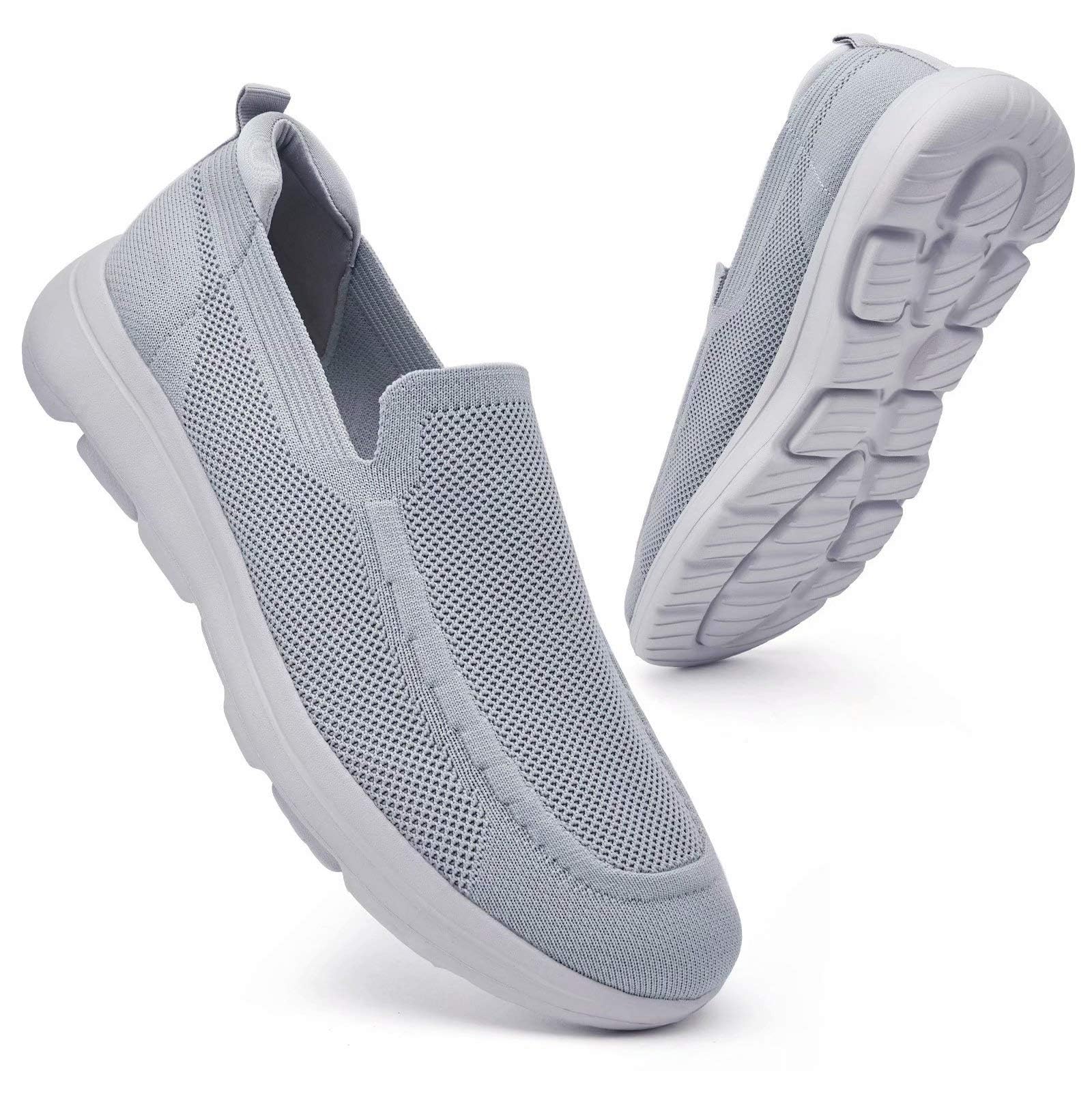 konhill Men's Slip On Walking Shoes Breathable Knit Casual Sneakers Comfortable Laceless Mesh Loafers with Flexible Cushioning Sole