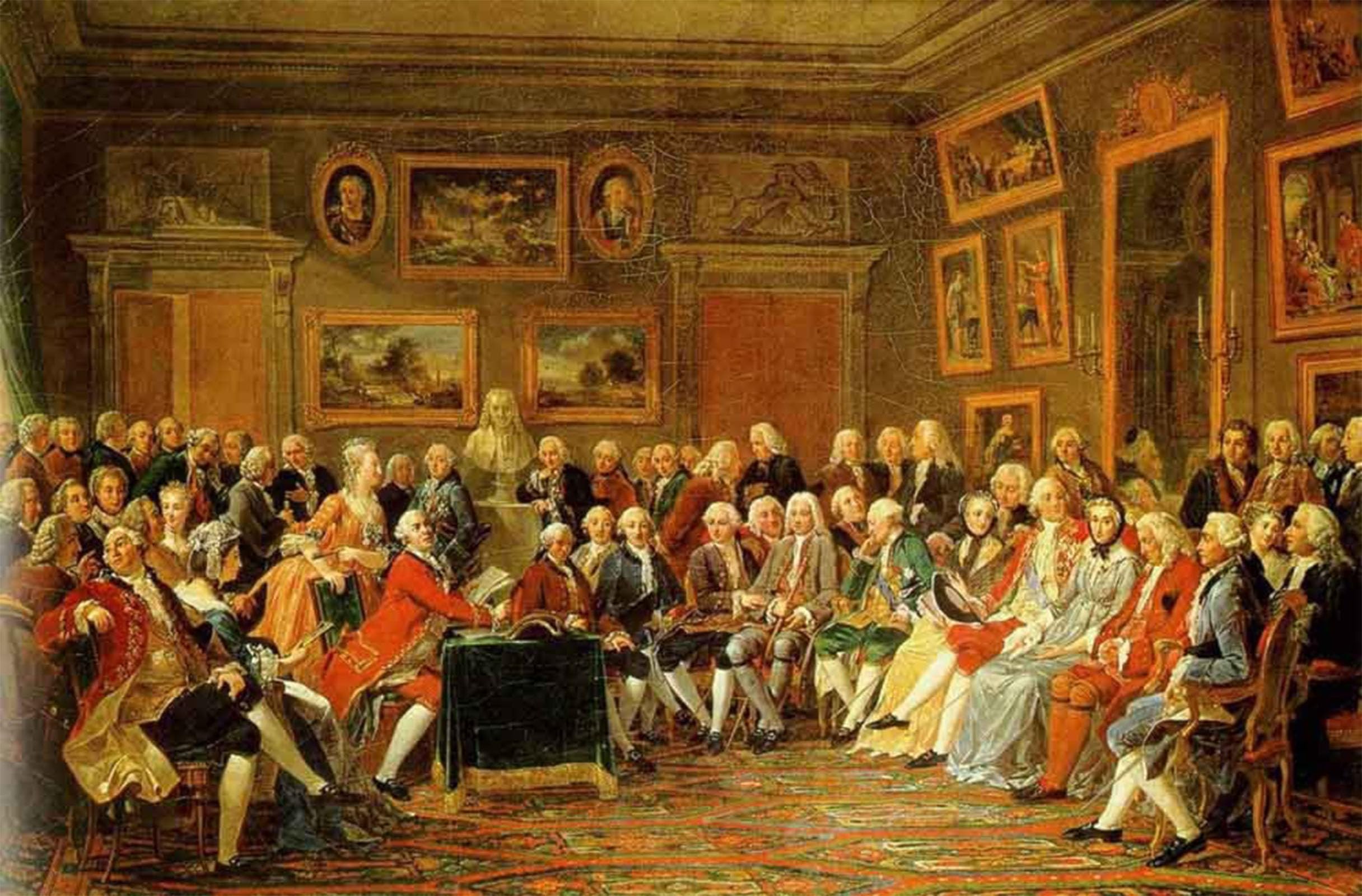 POSTERIIk Vintage Art Print Images Pictures Print in the Salon of Madame Geoffrin in by Anicet-charles-gabriel Lemonnier Modern Colour Posters for Office Home Decor 60x90cm