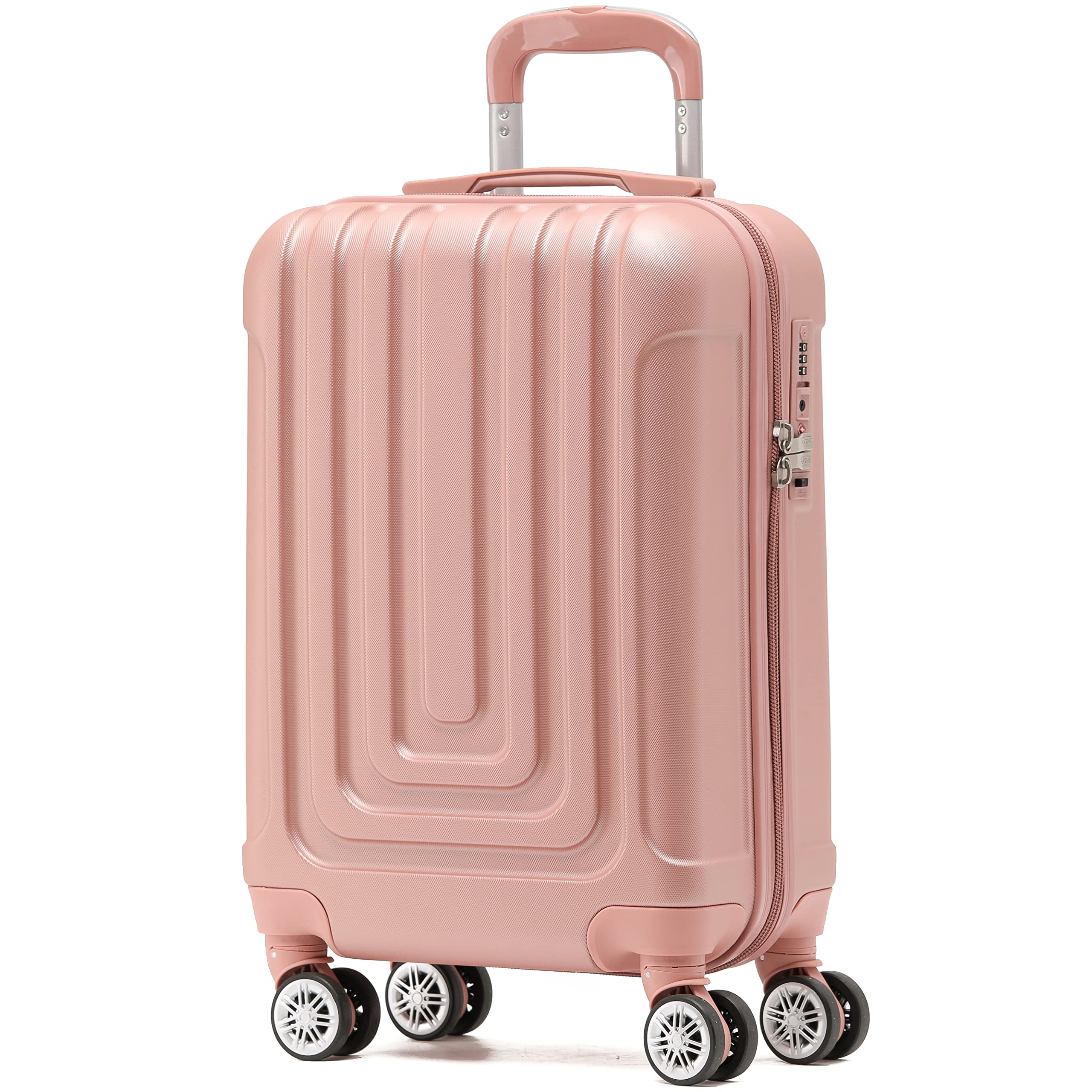 Flight KnightPremium Hard Shell Lightweight Cabin Suitcase - 8 Spinner Wheels - Built-in TSA Lock & USB Port - Luggage Approved for Over 100 Airlines Including easyJet, Ryanair & Jet2-55x35x20cm