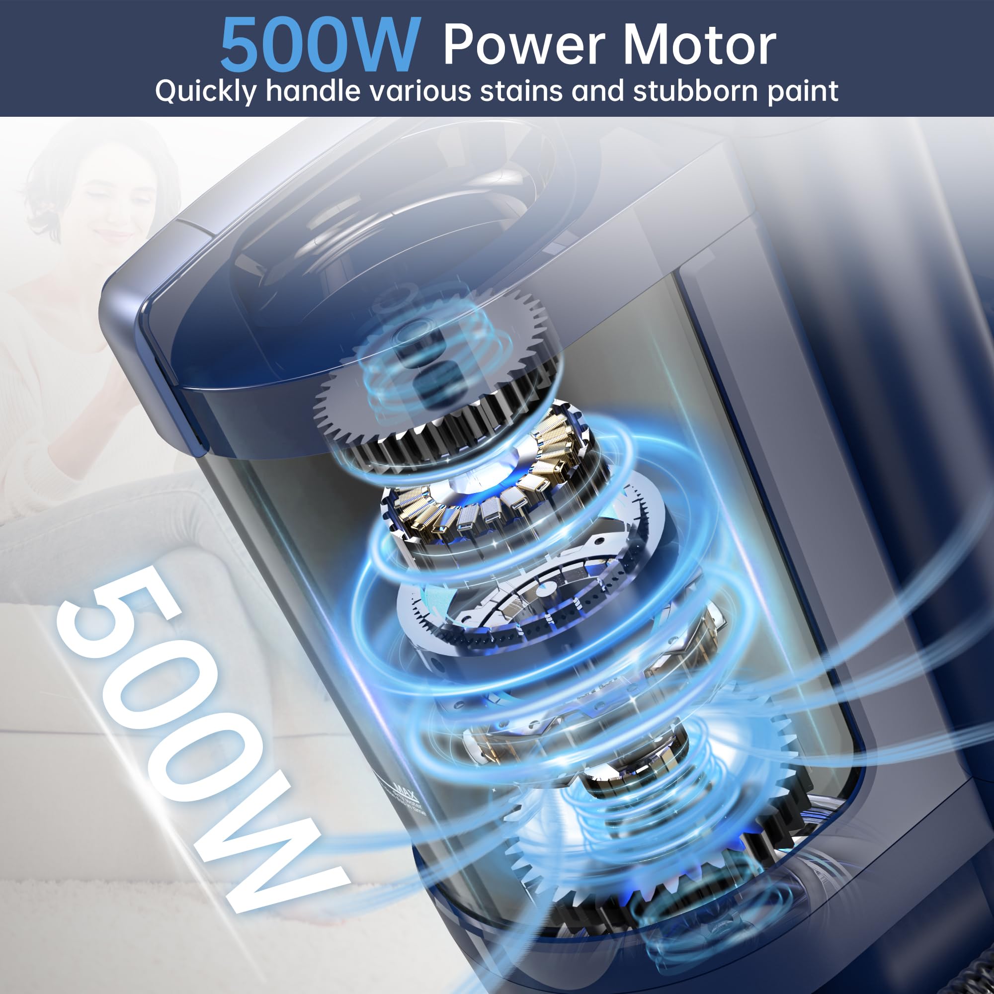 Portable Carpet Cleaner Machine,ENCHE Carpet Shampooer18Kpa Upholstery Cleaner Machine,500W Powerful Suction Deep Spot Cleaning Machines for Couch,Car Seats,&Furniture