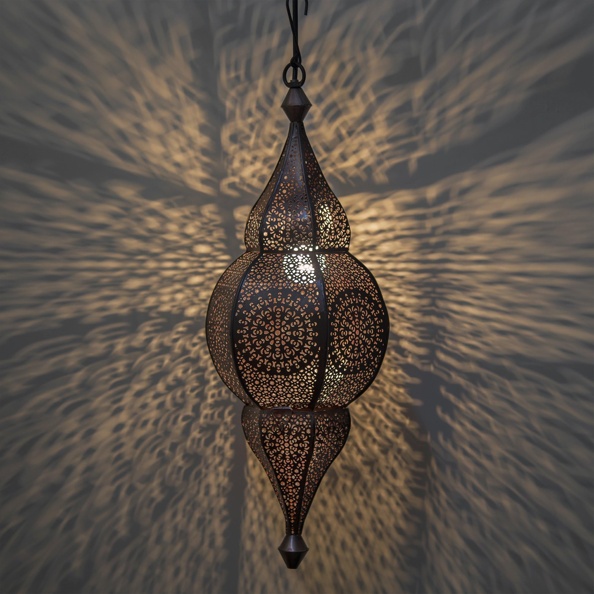 Homesake Classic Moroccan Nargis Hanging Lamp, Antique Copper Hanging Pendant Light