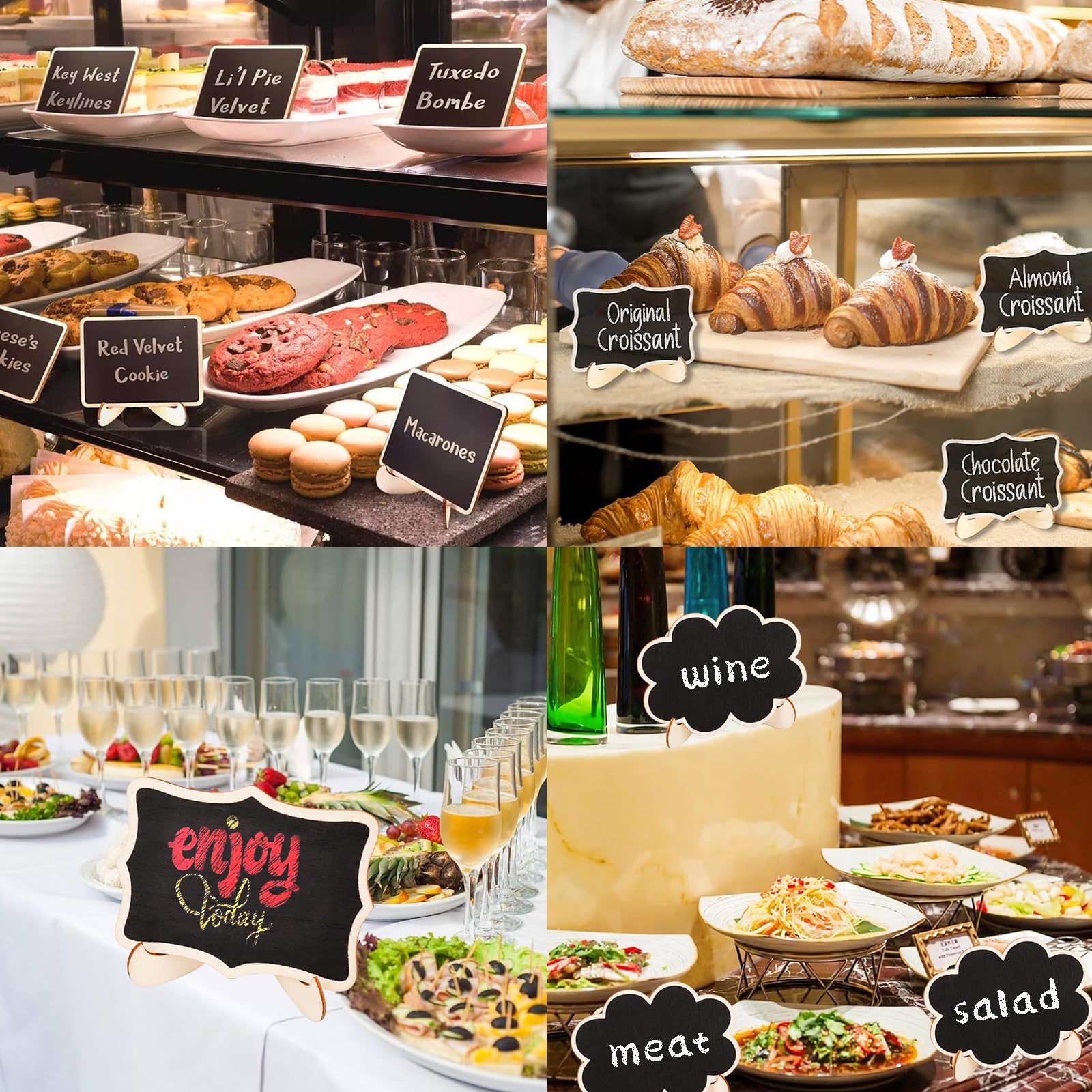 Tableau Noir en Bois avec Support 15 Pièces pour Mariage Buffet