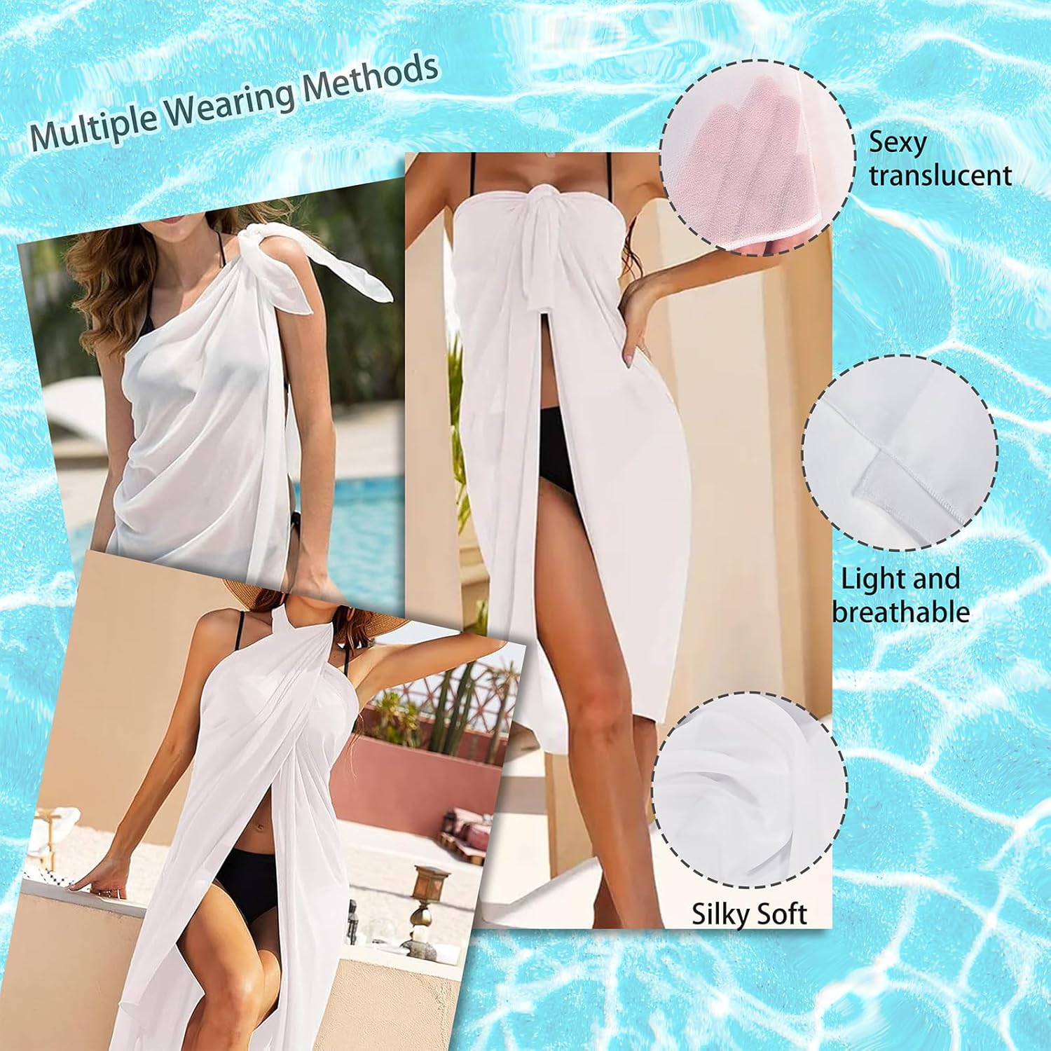 Swimsuit Coverup Beach Swim Bathing Suit Cover Up Sarong Wraps for Swimwear Women - Image 6