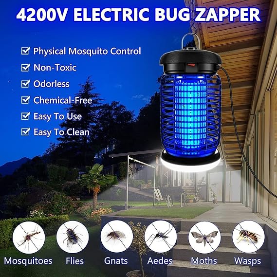 Electric Insect Killer 2-in-1 Insect Trap Mosquito Lamp 15 W 4200 V Powerful Fly Trap Electric with UV Light Fly Catcher Mosquito Trap Mosquito Killer for Indoor and Outdoor Use