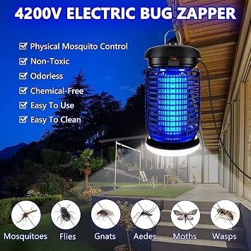 Electric Insect Killer 2-in-1 Insect Trap Mosquito Lamp 15 W 4200 V Powerful Fly Trap Electric with UV Light Fly Catcher Mosquito Trap Mosquito Killer for Indoor and Outdoor Use
