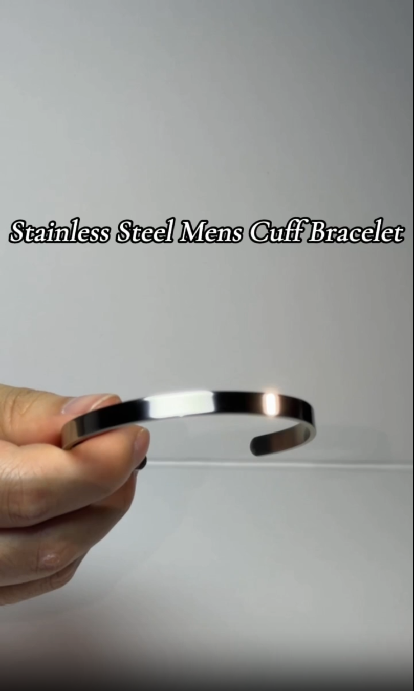 Pulsera de hombre de acero inoxidable abierta miniatura 7