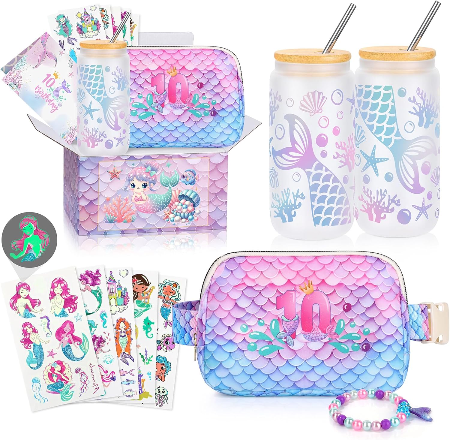 10 Year Old Sweet Teen Girl Birthday Gifts, Gift for 10 Year Old Beautiful Teen Girls, 10th Birthday Decorations for Her Teen Girl Mermaid Birthday Party Decorations Favors 10th Birthday Gifts
