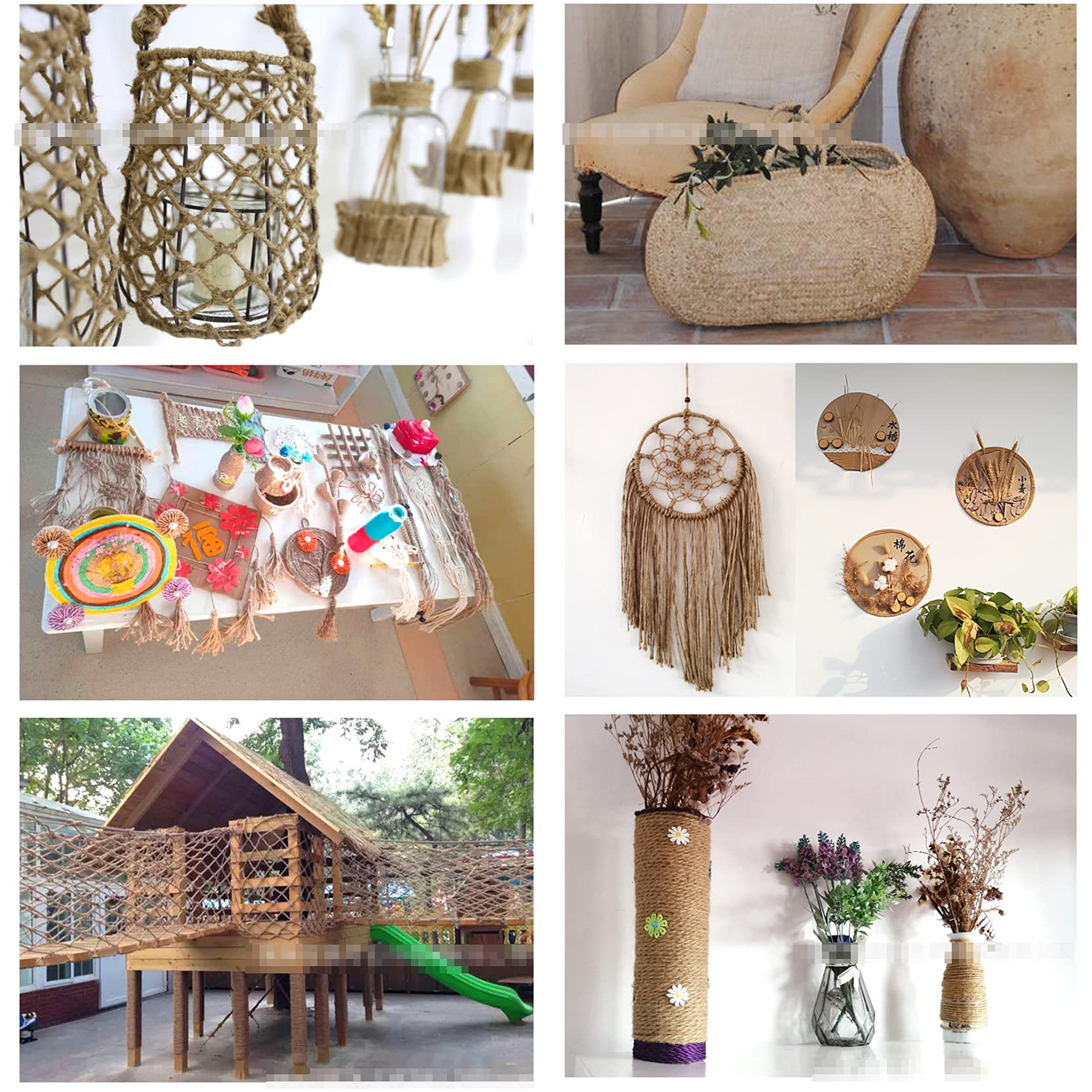 ZNKZJ Hanfseil 100M x 2,Dicke Starkes natürliches Juteseil,Mehrzweck-Mehrstrang-Jute-Schnur-Makramee-Schnur für Kunsthandwerk. Garten, Verpackung，Dekorationen,200m-5mm