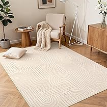 BEIMO Tappeto Moderno 120x160CM, Tappeto a Pelo Corto Morbido con Effetto 3D, Lavabile e Antiscivolo per Soggiorno, Camera da Letto, Cucina, Corridoio, Beige