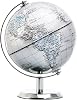 14cm World Globe Silver - Mini Globe Educational/Geographic/Modern Desktop Decoration - Stainless Steel Arc and Base - Silver Grey
