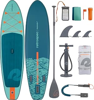 Retrospec Weekender 10'6" Inflatable SUP Paddle Board - Lightweight 17.5 lbs iSUP with Paddle, Pump, Leash & Bag for All Skill Levels