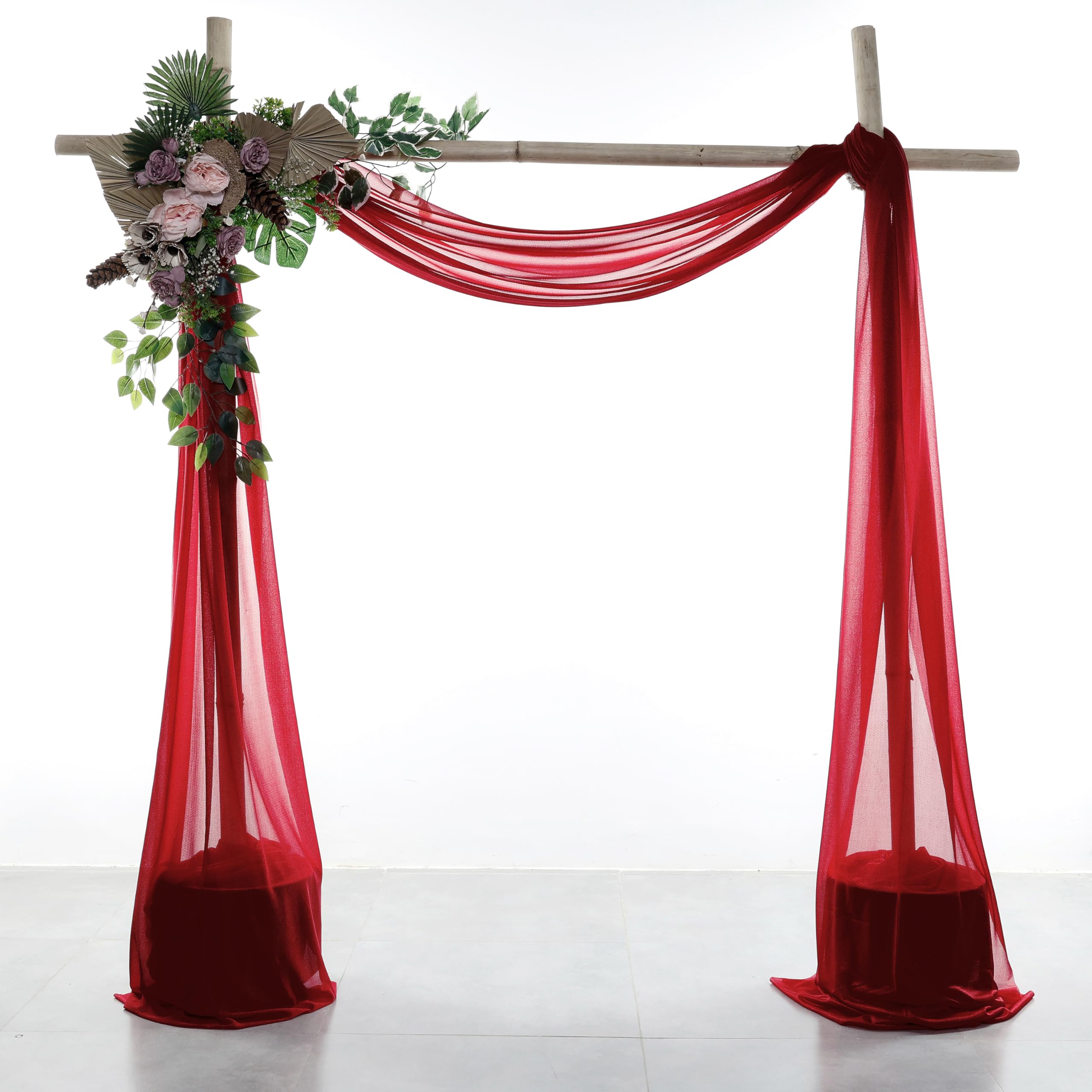 VDS Pack of 1 Panel (30 Inch X 30 Feet) Wedding Arch Draping Fabric Sheer Chiffon Fabric Drapery for Wedding Ceremony Reception Swag Backdrop Canopy Chuppah ARBO Altars Decoration (Apple Red) โ image 1