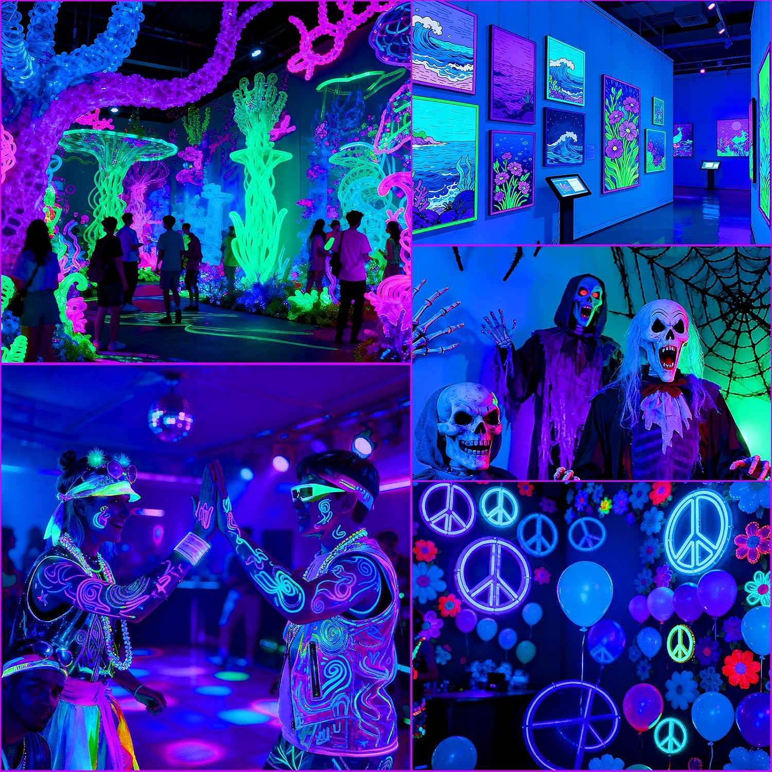 45W LED Black Light Bars IP65 Blacklights with 59inch Plug& ON/Off Switch for Poster/Birthday/Stage/Halloween/Christmas/Glow in The Dark Party (2Pack)
