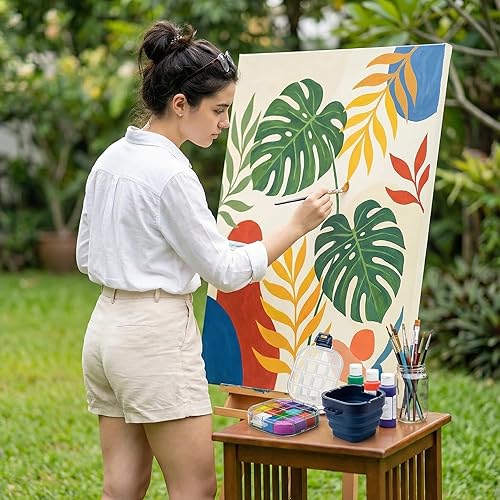 Miniatura 7 de DUGATO Paleta hermética de acuarela (16 pozos) con tapa y lavabo plegable para pinceles, ahorrador de pintura portátil para acrílico, gouache, óleo,