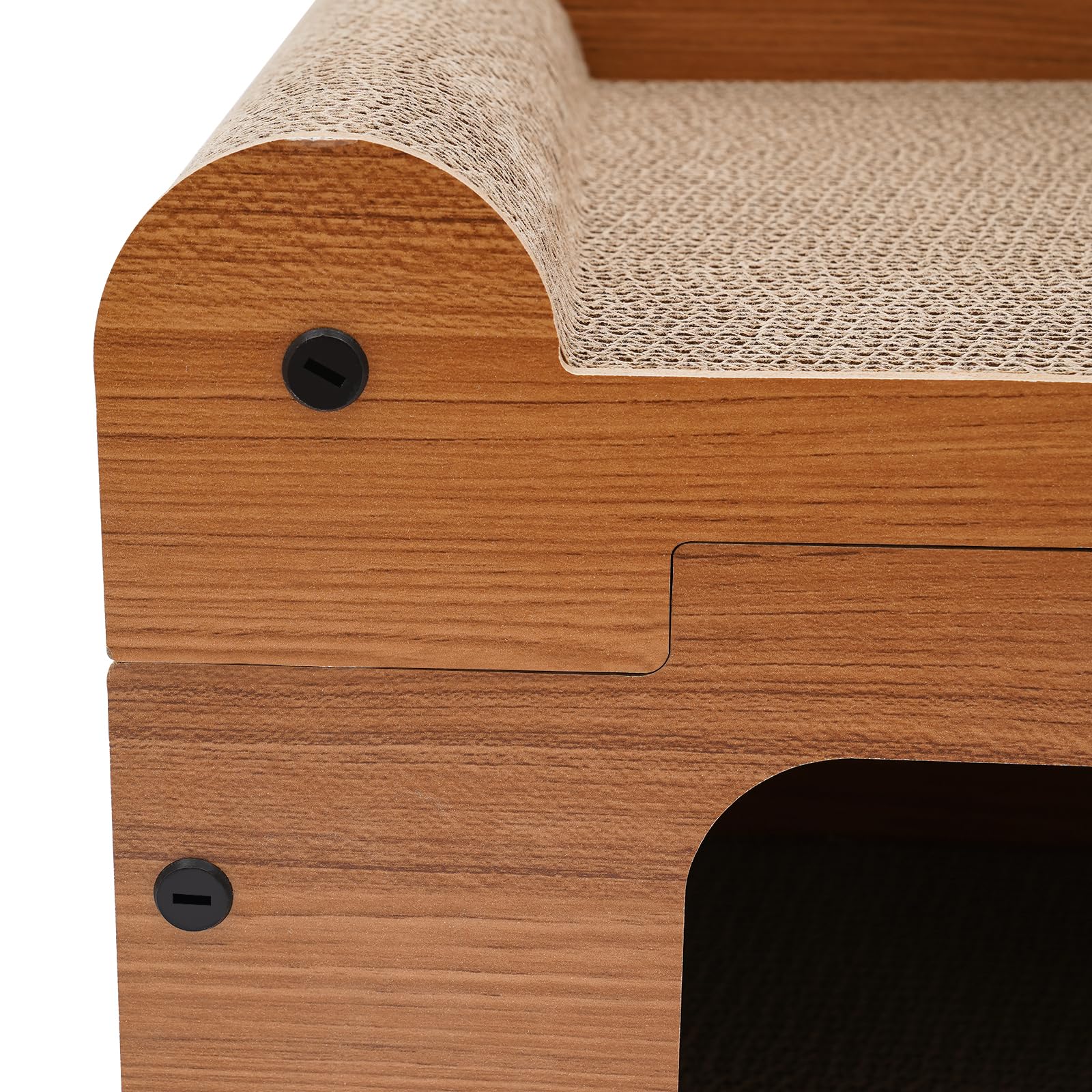 Tiragraffi per gatti, cuccia per gatti con tiragraffi, letto per gatti a 2 piani con palla da gioco, casetta per gatti in cartone, tiragraffi per gatti, giocattolo durevole per gatti, 56 x 30 x 32 cm