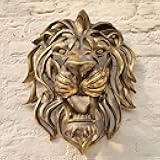 Large Lion Head Wall Mounted Art Sculpture, Gold Animal Head Wall Decor Wall Sculpture Home Decor Statue, 3D Wall Art Hanging Sculptures Large Lion Head Wall Sculpture(25 * 10 * 30cm)