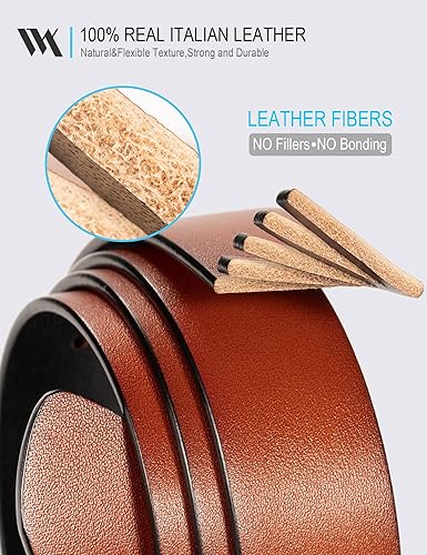 Miniatura 3 de WOLFANT Cinturón de cuero reversible dos en uno, cinturón casual 100% italiano de grano completo de cuero sólido