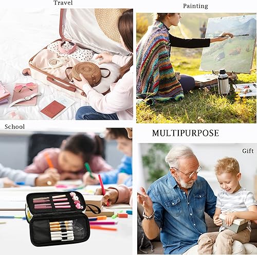 Miniatura 6 de Fustylead Fresh Summer Lemons Leaves - Estuche grande para lápices, bolsa de papelería, 3 compartimentos, organizador de escritorio para escuela,