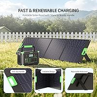 Vista 4 de GRECELL Panel solar portátil de 200W para central eléctrica, cargador solar plegable con 4 soportes, kit de panel solar impermeable IP65 con salida