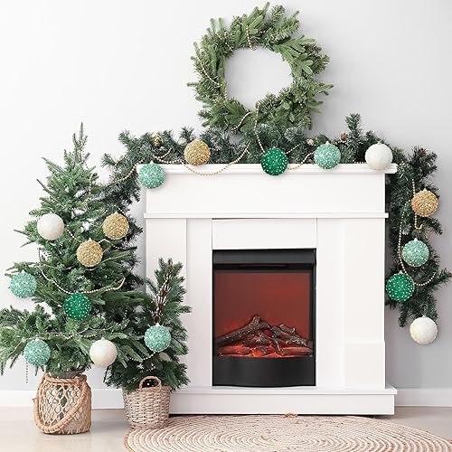 Vista 87 de Lyrow Juego de 24 adornos de bolas de Navidad con purpurina de 4 pulgadas, bolas de Navidad a granel, adornos colgantes de espuma de lentejuelas