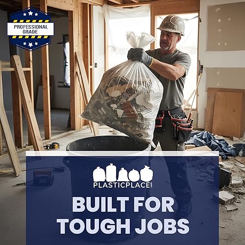 Miniatura 7 de Plasticplace Bolsas de basura para contratistas de 42 galones │ Bolsas de basura transparentes resistentes de 4.0 mil. │ 33 x 48 pulgadas (50 cajas)