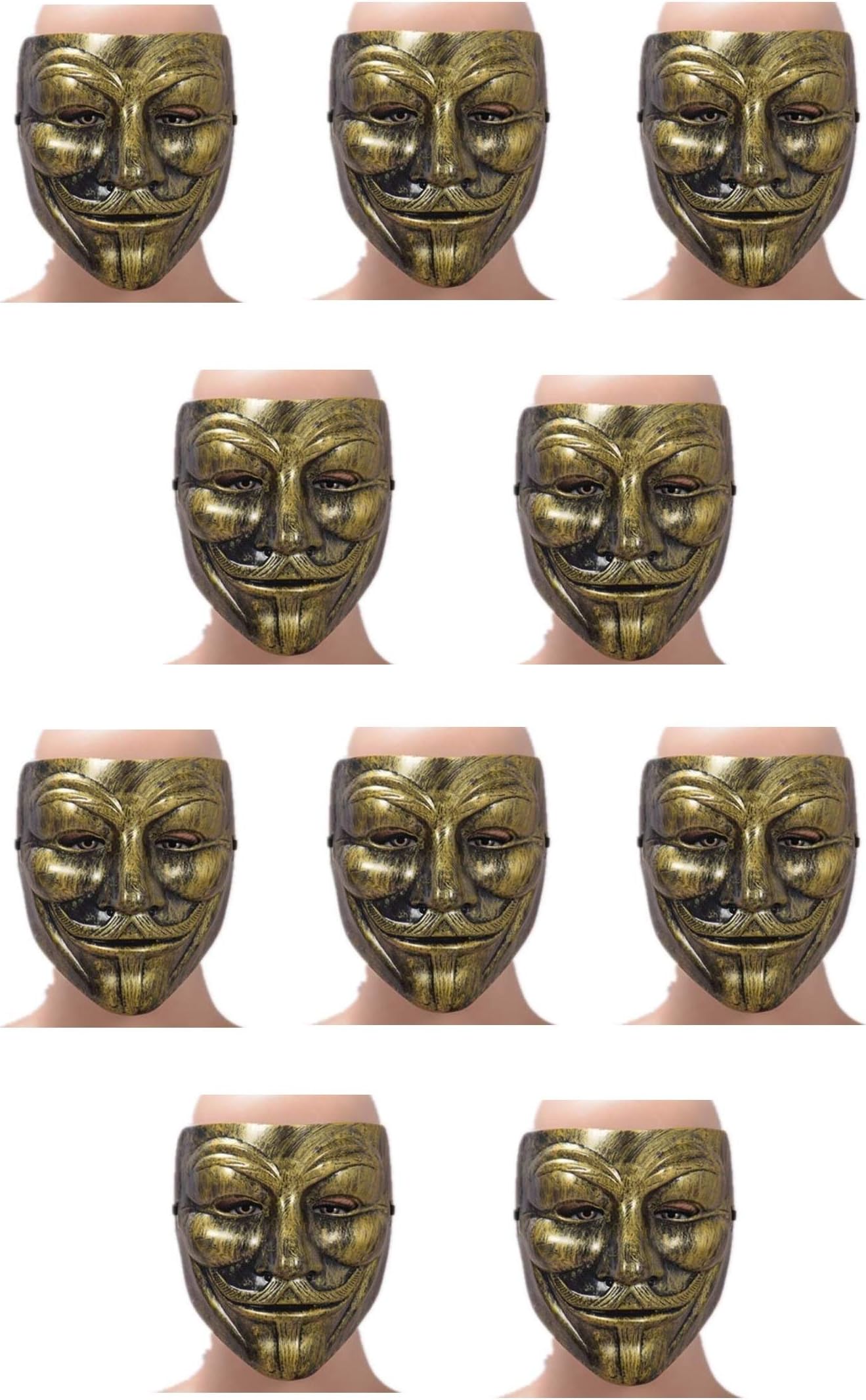 HK balloons V for Vendetta Comic Face Mask Anonymous Guy Fawkes, White (Pack of 10, Bronze)