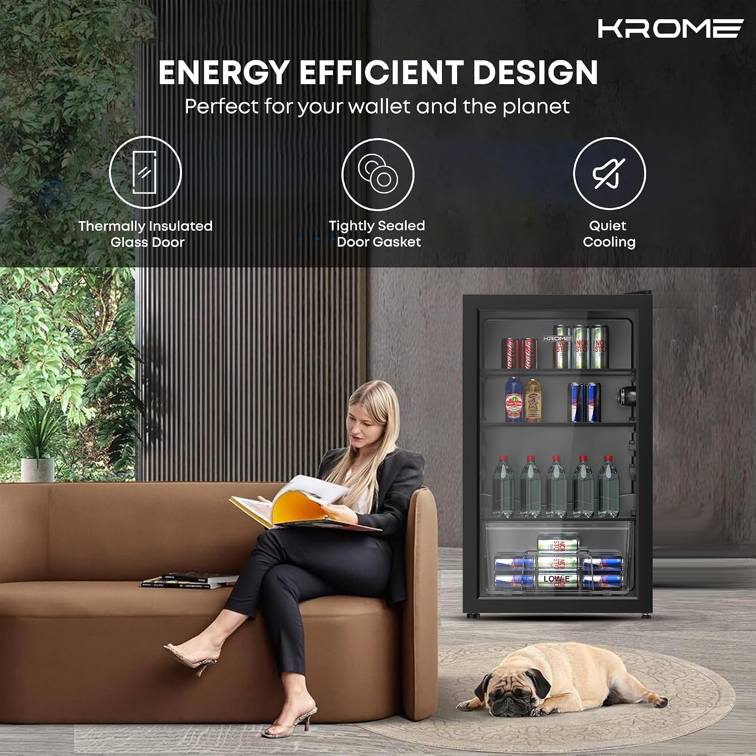 یخچال نوشیدنی Krome 120L تکدرب مشکی