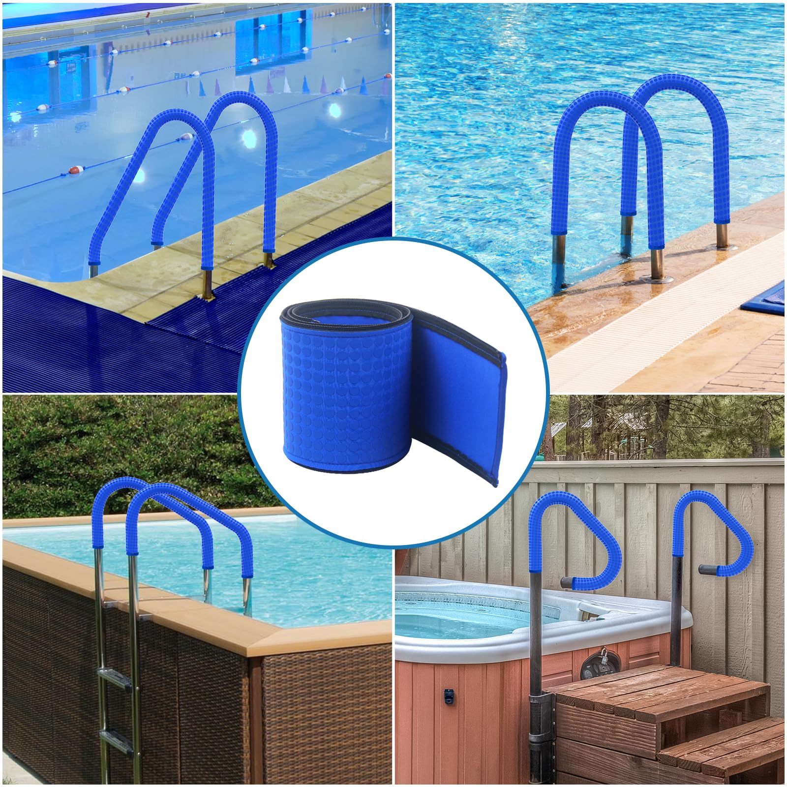Pool-Handlaufabdeckungen mit Reißverschlüssen, 120 cm, für den Innenbereich, rutschfest, kühl, hitzebeständig, für den Innenbereich, blau, rutschfest, Schwimmbadgeländer, Treppengriff, 120 cm