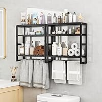 Vista 10 de Organizador de Almacenamiento Sobre el Inodoro Estantes de Baño Montados en la Pared Organizador de Rincón de 3 Niveles Ahorro de Espacio Estante