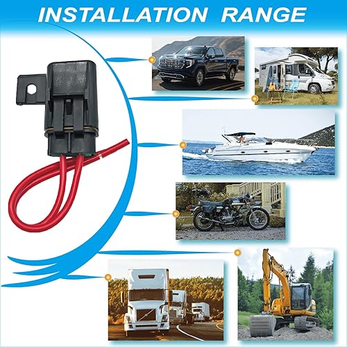 Miniatura 6 de VANSIHO Portafusibles de hoja ATOATC en línea resistentes al agua de 12 AWG con cubierta para automóvilmarinovehículo con 6 fusibles de hoja de 30 A