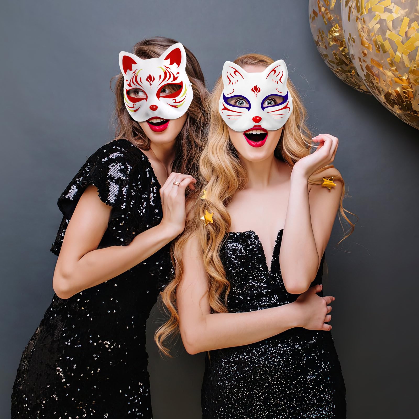 Garneck 15 Pcs Cat Mask for Kids Paint Animal Cat Mask Cosplay Costume Party Favors DIY White Animal Half Paper Fox Paper Blank