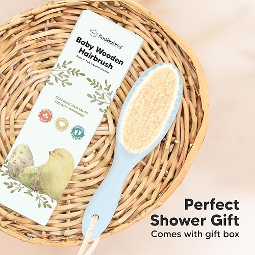 Miniatura 9 de Cepillo de madera para el pelo del bebé, cepillo de bebé con cerdas suaves de cabra, peine suave perfecto para recién nacidos para bebés, niñas,