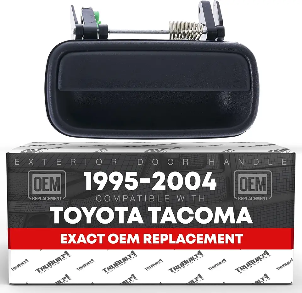 Exterior Rear Passenger Door Handle Replacement - Compatible with 1995-2004 Toyota Tacoma - Textured Black, Plastic - OEM 6923035080, 80854