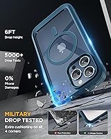 Vista 385 de Miracase Funda magnética para iPhone 14 de 6.1 pulgadas, protector de pantalla de vidrio templado integrado + protector de lente, compatible