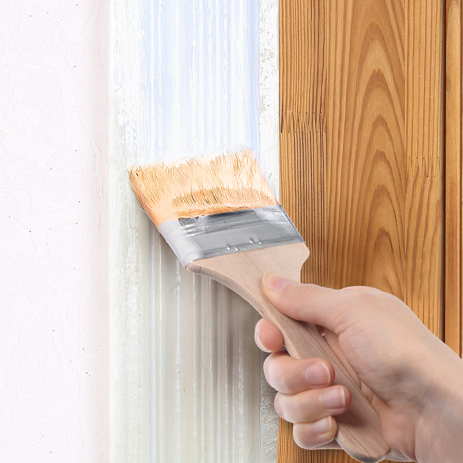 QUARKZMAN 6 Set 72pz Pennelli per Pittura Diverse Dimensioni Setole in Nylon Morbido con Manico in Legno per Pareti, Armadi, Recinzioni