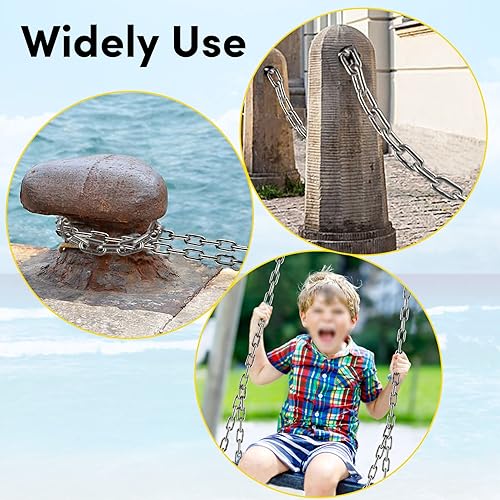 Miniatura 6 de VEITHI Anchor Chain,316 Stainless Steel Boat Anchor Chain, Anchor Chain for Boats with 2 Pcs Shackles,Marine Grade(3 Size)