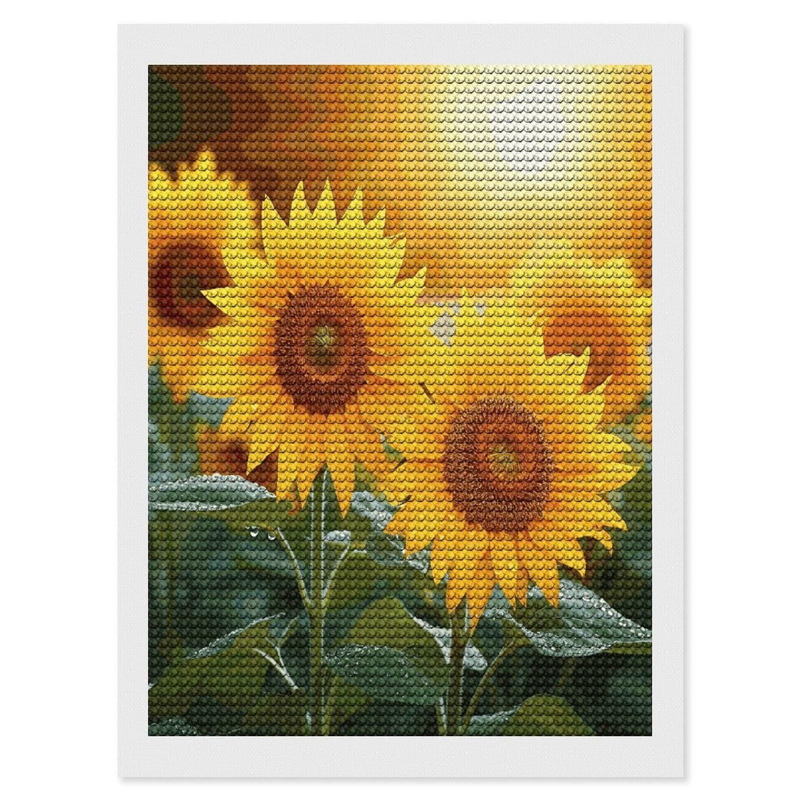 LDGSUPH Sunflower Flowers Diamond Painting Kits for Adults Paint with Diamond Pictures Art DIY Full Drill Diamond Dots Painting Personalized Diamond Photo for Home Wall Decor Gift 12"x16"