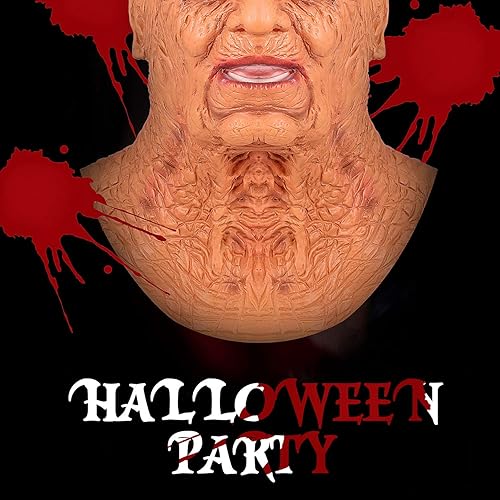 Miniatura 6 de Aoriher Máscara de anciano de Halloween, máscara facial de látex realista de látex humano de cabeza completa, máscara facial de látex humano