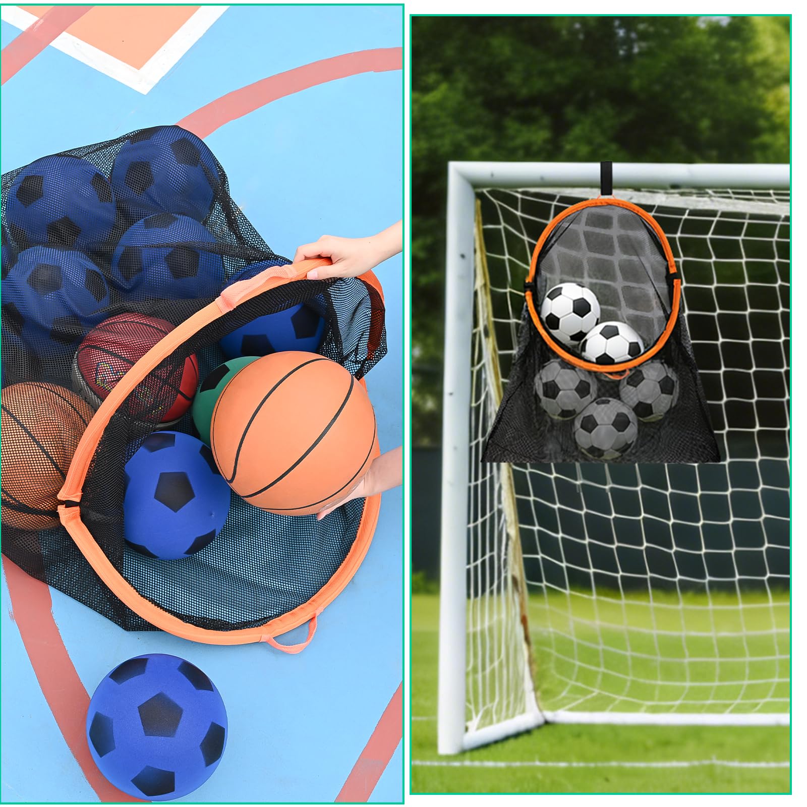 2-in-1-Fußballtrainingsnetz mit Trainings und Aufbewahrungsfunktion, verstärktes Mehrmaterial-Trainingsnetz, geeignet für Spieler Aller Leistungsstufen, einfach zu montierendes Schussnetz