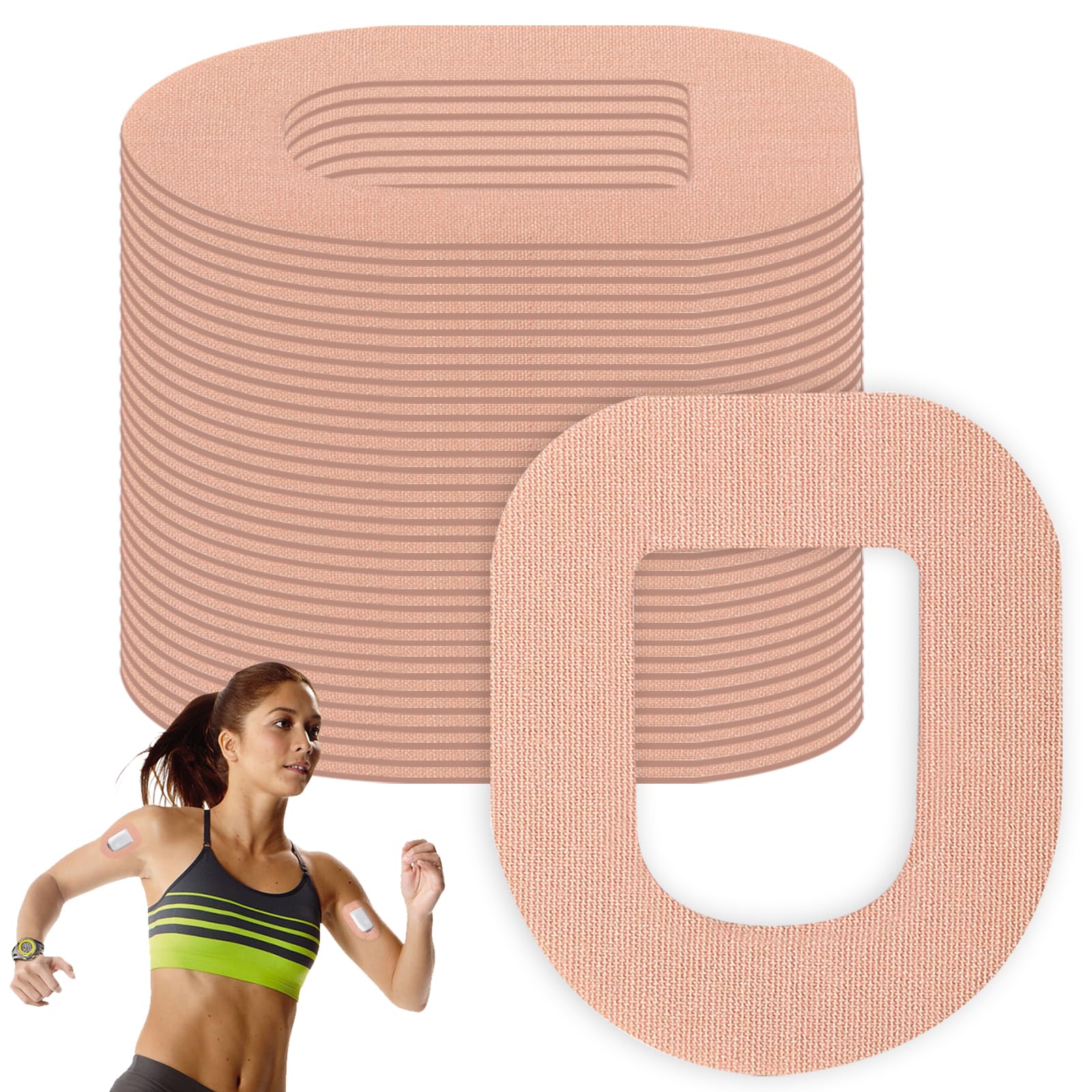 40 Packs Adhesive Patches for Omnipod 5, Waterproof Sensor Patches Pre Cut Sensor Stickers Sweatproof Sensor Cover Adhesive Tape, Breathable Adhesive Patches (Beige)