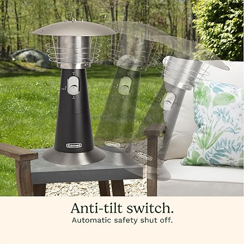 Miniatura 5 de Cuisinart COH-500 Patio de mesa portátil, calentador de propano para exteriores de 11,000 BTU con interruptor de inclinación de seguridad y