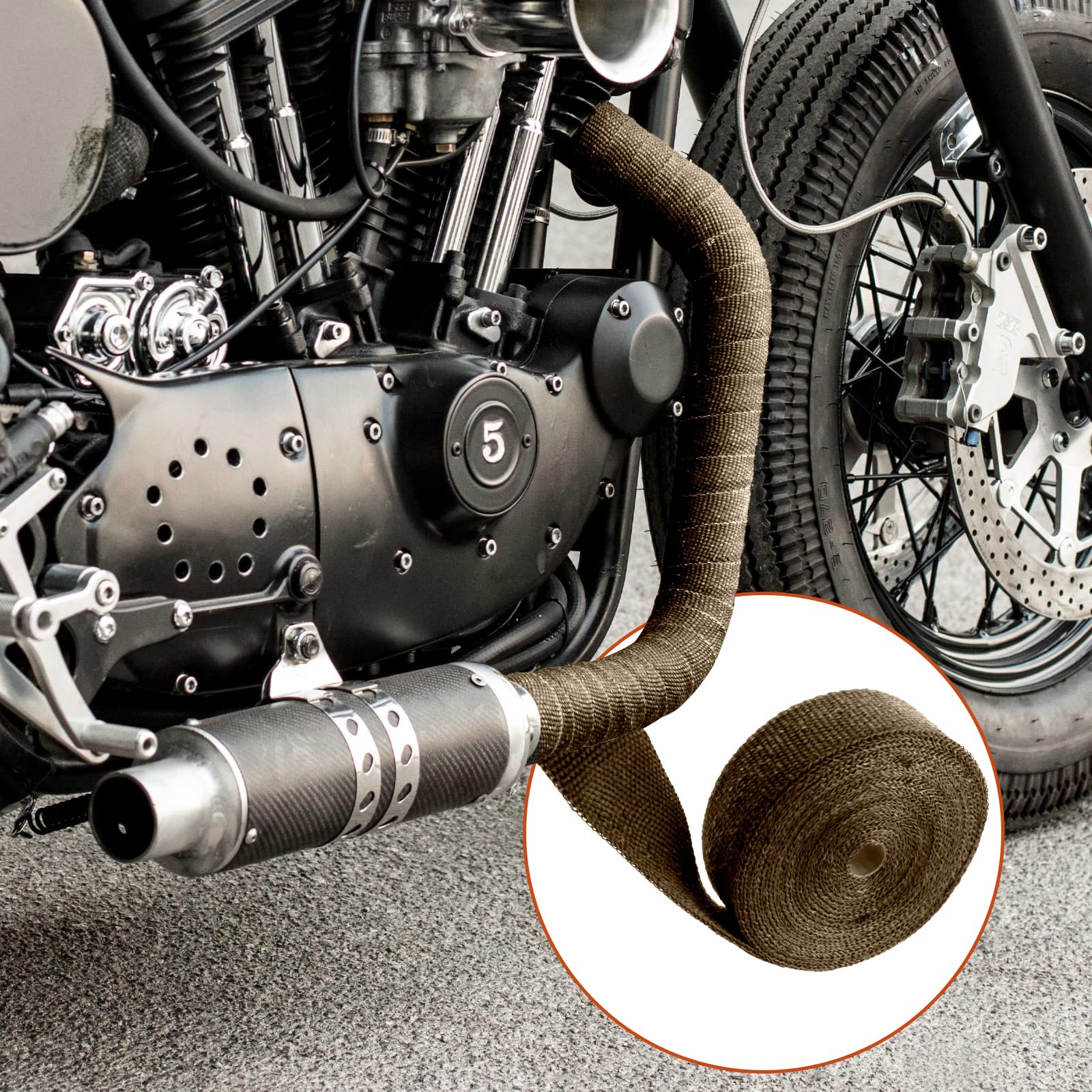 Benda Termica Moto 15M,Benda Termica per Scarico Marmitta,Nastro Isolante Marmitta Band,con 10 fascette in acciaio inox,Protezione Calore Nastro,per Vano Motore Tubi di Scarico (Basalto)