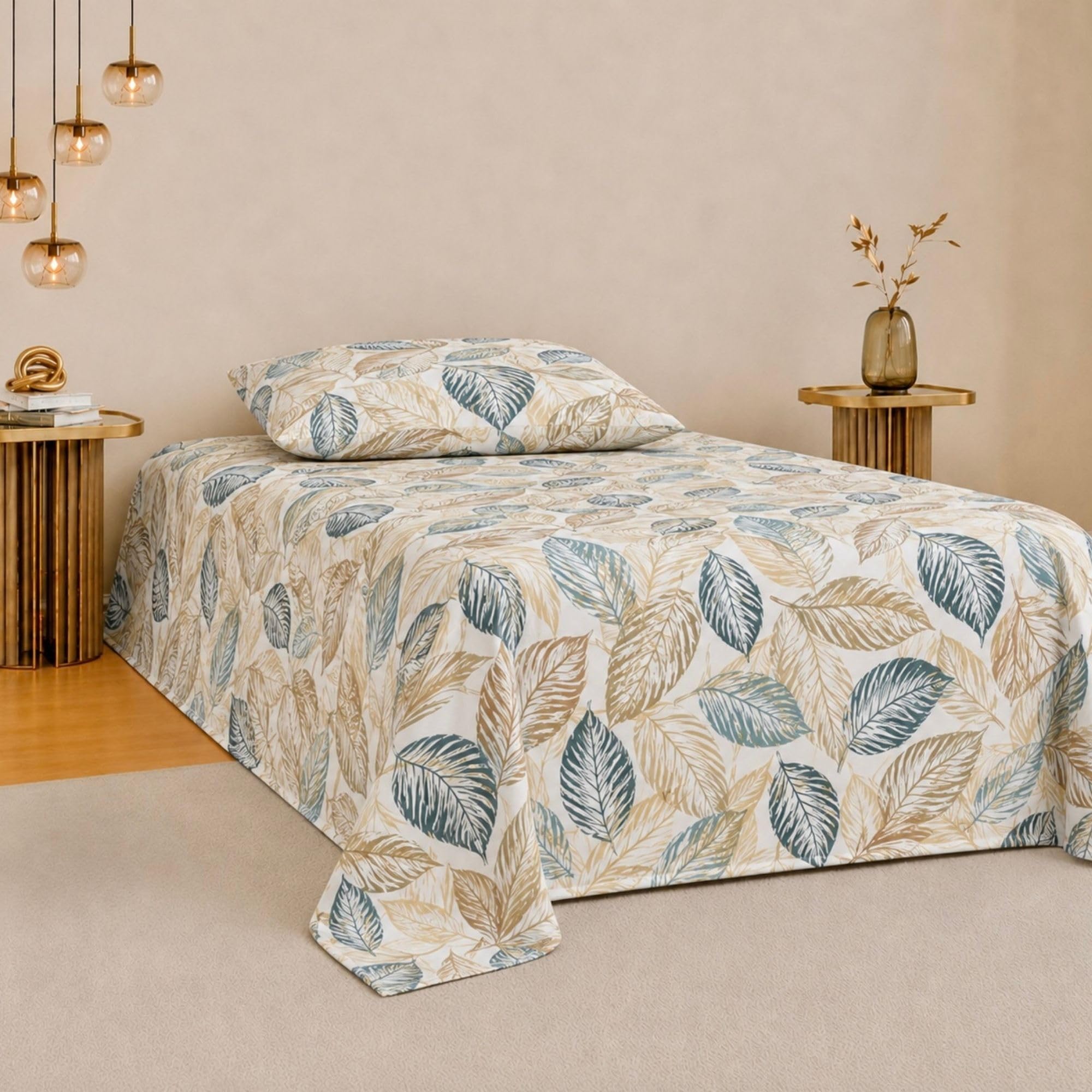 Jaipur Weaves Bedsheet Single Size 100% Pure Cotton Bed Sheet with 1 Pillow Cover, 240 TC Premium Bedding Set, 60x90 inches, Super Soft Cozy (Grey Olive, Single)