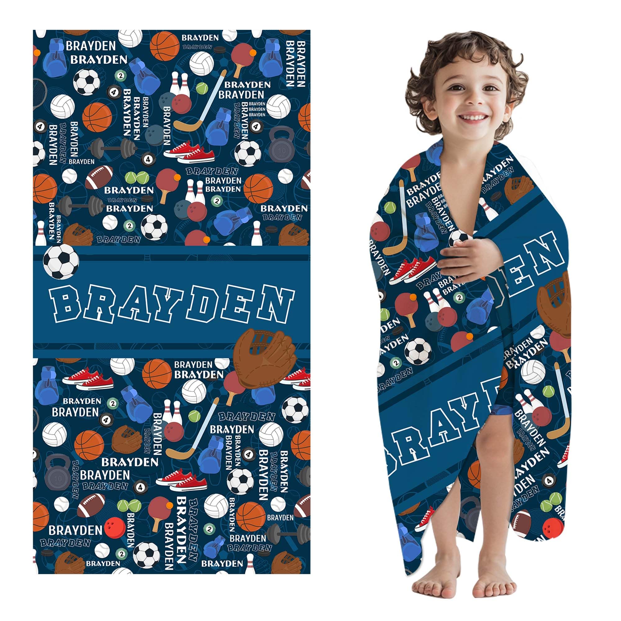 Personalized Baseball Beach Towel for Kids Boys,Custom Sports Microfiber Beach Towels with Name,Quick Dry Bath Swim Towels for Travel Pool Swimming Gym Seaside,Summer Vacation Gifts for Ball Team Fans