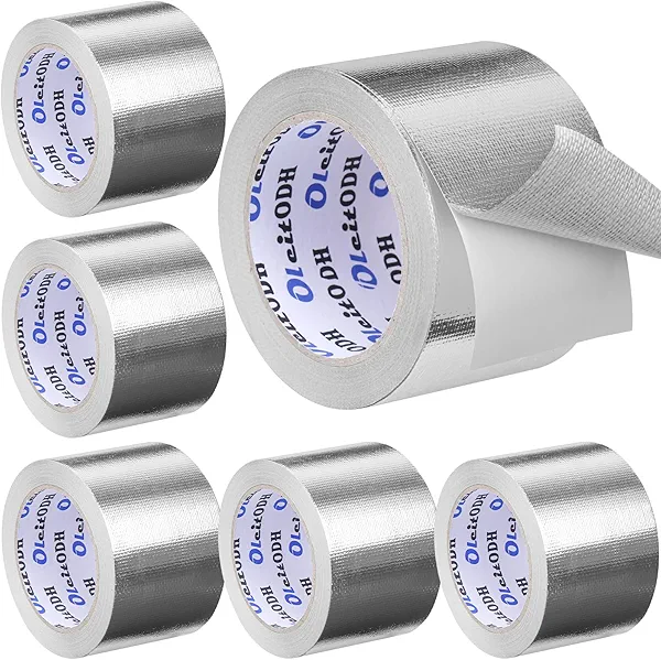 6 PCS Adhesive Aluminum Foil Fiberglass Heat Shield Tape 3in x 66ft Silver Self-Adhesive Reflective Foil Tape Thick Heat Resistant Tapes for HVAC Ducts Furnace Dryer Vent Auto Engine Insulation Repair