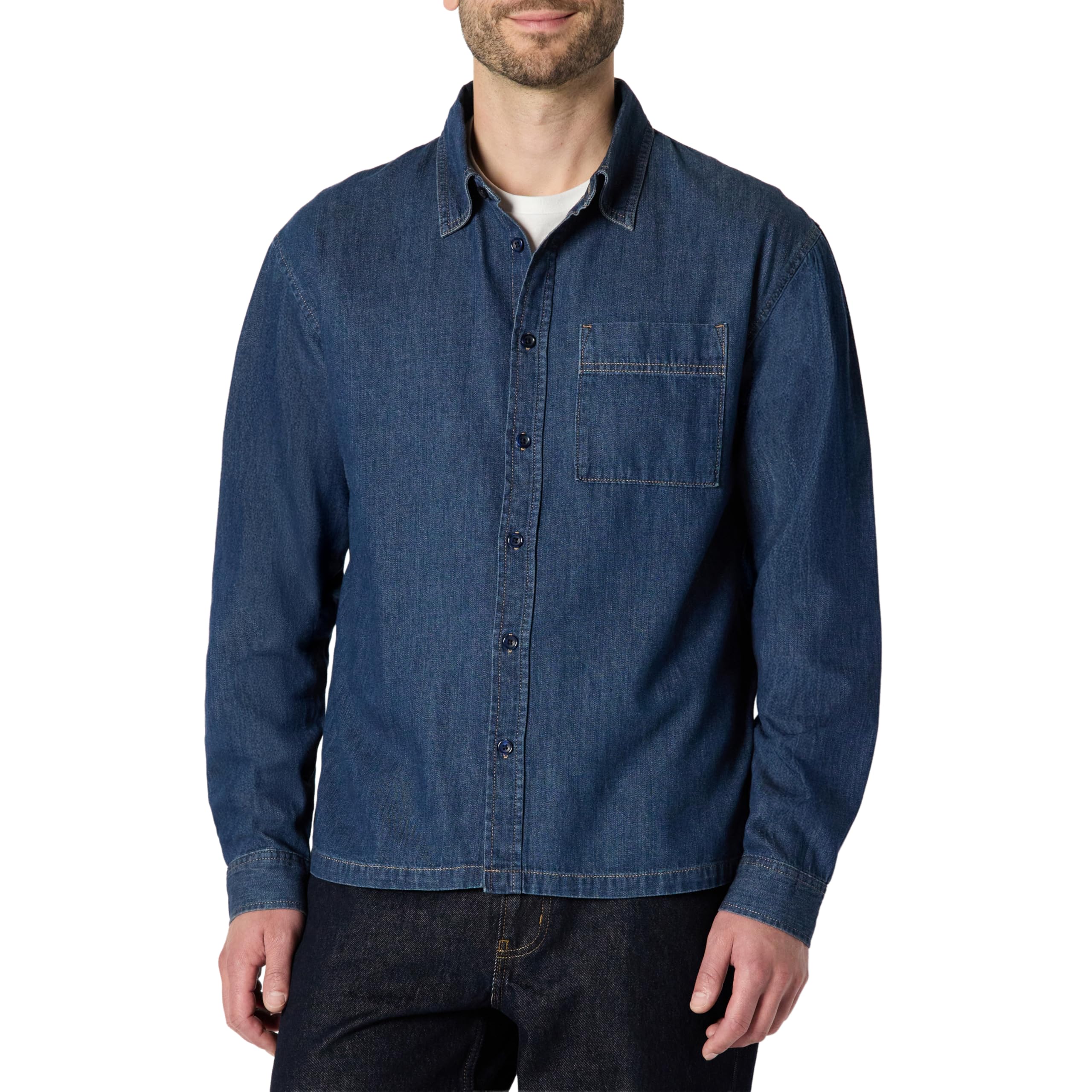 Amazon Essentials Herren Modernes Oversize-Button-Down-Jeanshemd