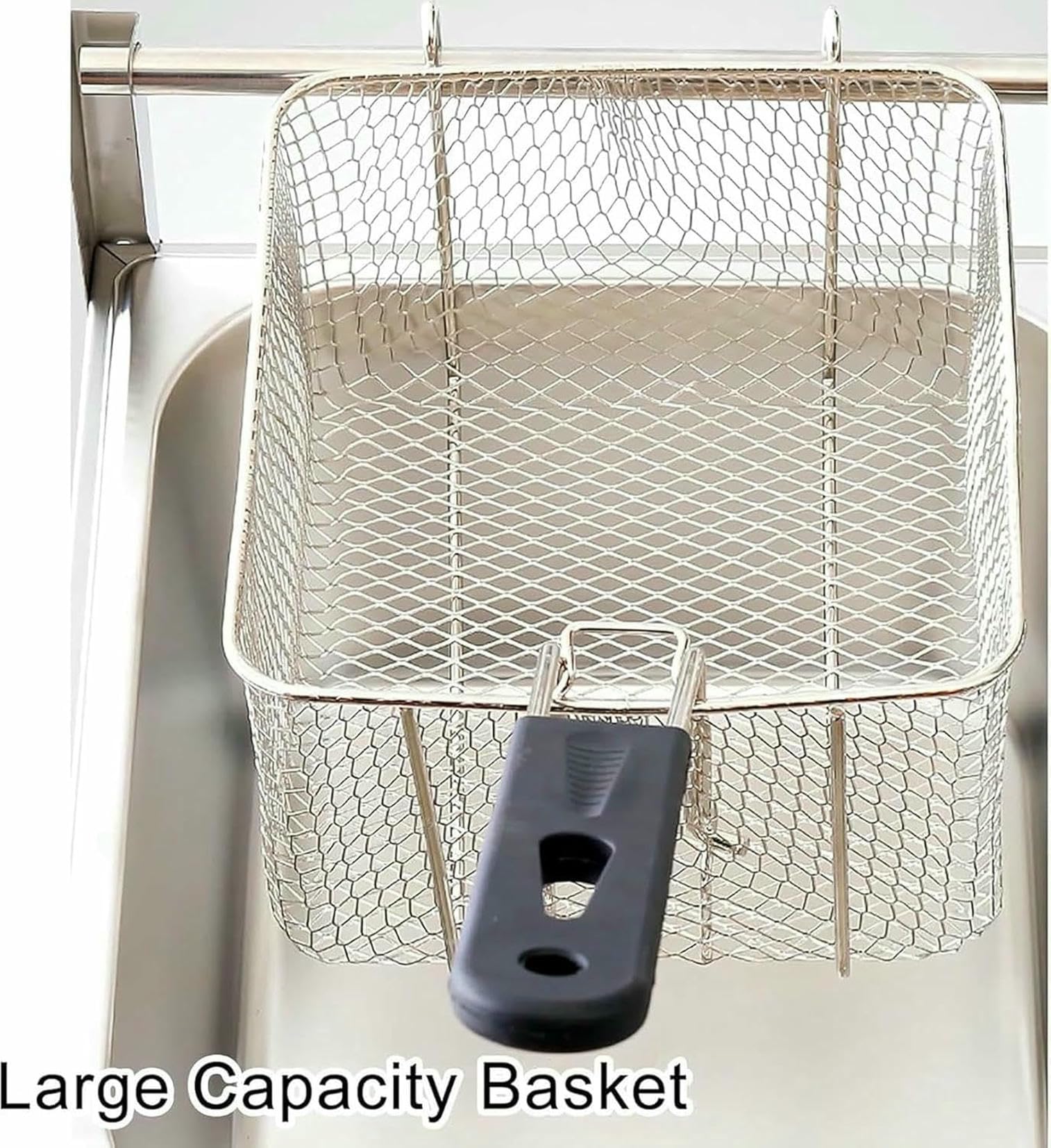 Cesta para freidora de grasa comercial, freidora de gas comercial, 10L*2, máquina para freír de doble olla profunda de baja presión de acero inoxidable para encimera, cestas y tapas para freír ~/