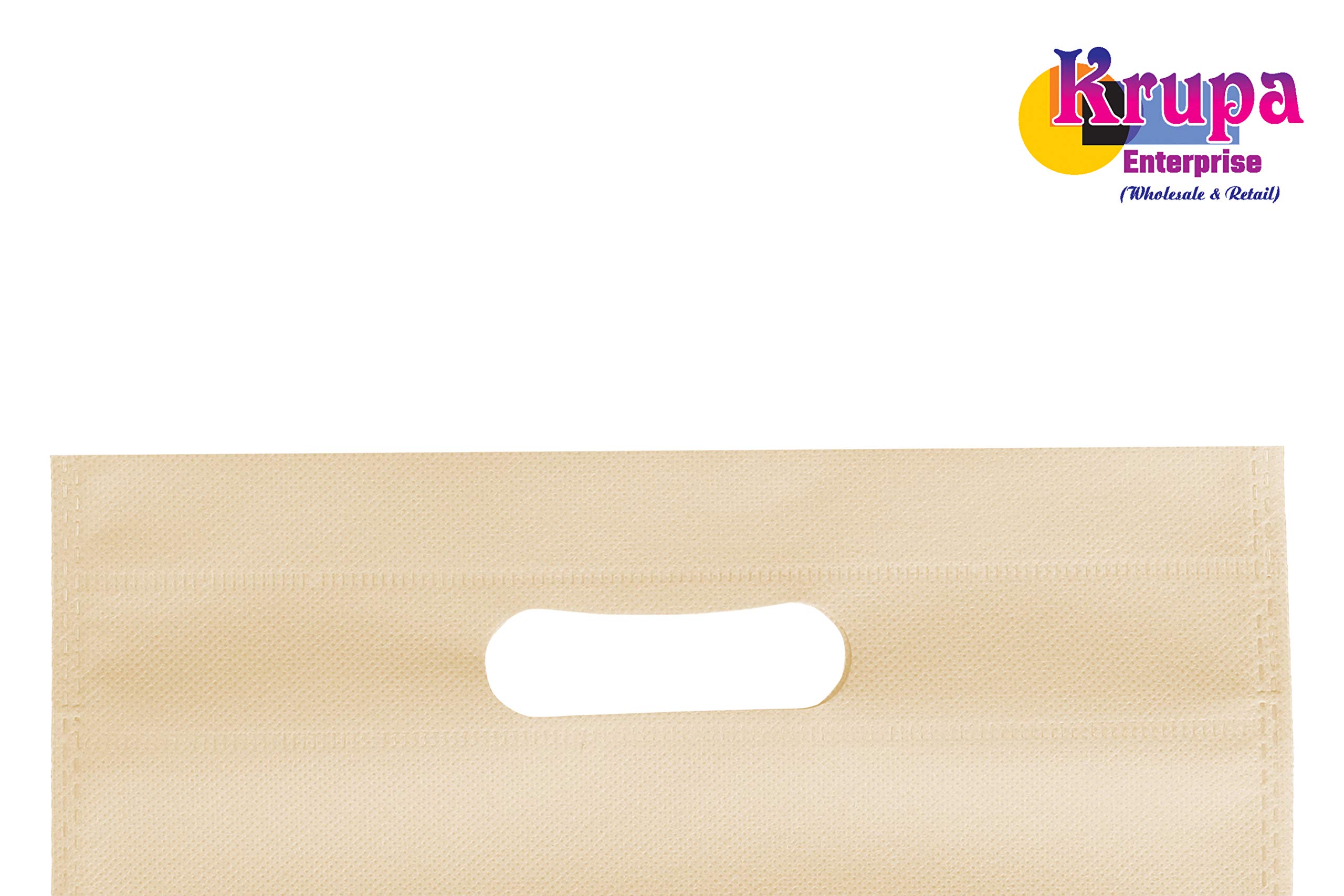 Krupa Enterprise 16x21 Inch D-Cut Cloth Carry Bag | Eco-Friendly Reusable Handle Shopping Bag for Daily Use Gifting Retail | Strong and Durable Fabric Bag | Pack of 50 | Ivory 2