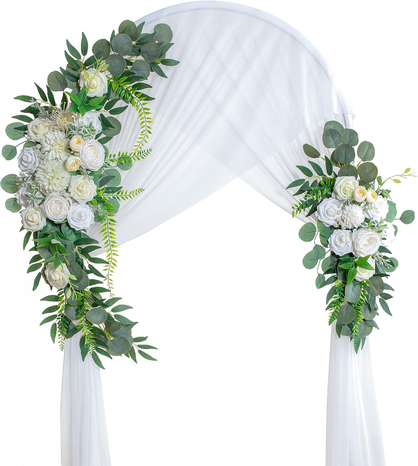 Wedding Arch Flowers, Artificial Flowers for Decoration, Large Flower Swag for Boho Styles Wedding Ceremony Floral Decor - Pack of 2 Creamy White&ivory White